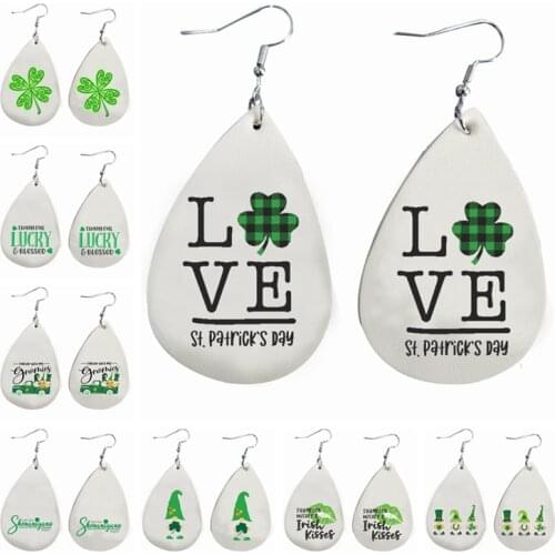 Happy St Patricks Day Earrings New Faux leather Earring Hat Earrings Gnomies Earrings