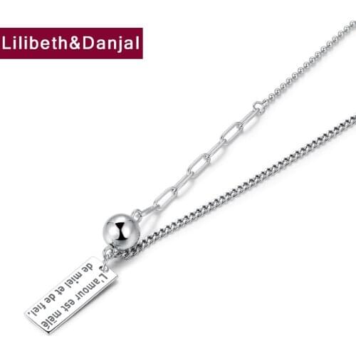 Letter Necklace Pendant 100% Pure 925 Sterling Silver Fashion Necklace for women Jewelry collar plata de ley 925 mujer 2020 N16