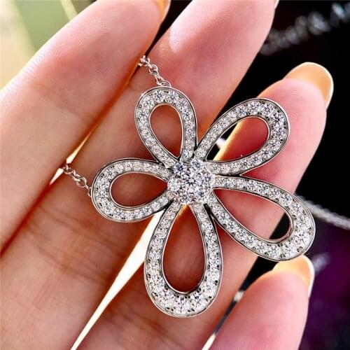 Shine Zircon Flower Face Pendants Necklaces for Women Original Quality Fashion Luxury Necklaces Korean Brand Jewelry Z035