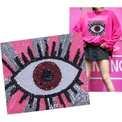 1Pc Square Pink Cloth Patch Embroidery Fashion Drop Eyes Iron On T-shirt Holes DNF Clothing Patches
