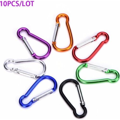 10Pcs/lot Outdoor D Carabiner Colorful Aluminum Alloy Camping Spring Snap Clip Hooks Keychain Climbing Mountaineering buckle