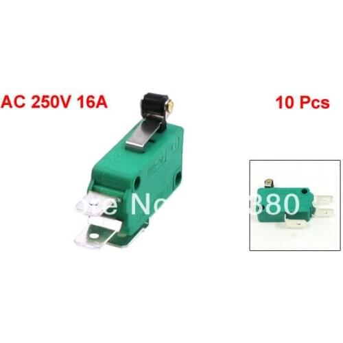 10 Pcs / Lot x AC 250V 16A Short Hinge Roller Lever Arm Miniature Mini Micro Switch E-Switch SPDT 1 NO 1 NC KW3-0Z