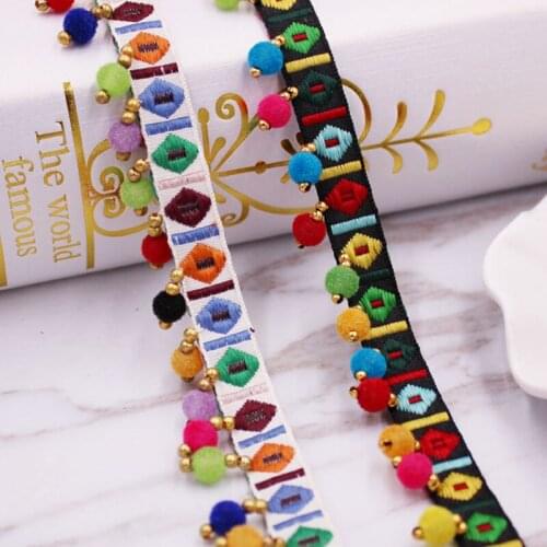 10yards Beads Fringe Tassels Lace Trim Bohemian Style Ribbon Pompom Trim Sewing On Clothes Shoes Bags Gift Crafts Accessories