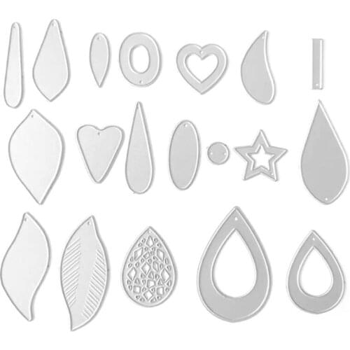 L5YD 19Pcs Earring Cutting Dies Earrings Cut Template Die-Cut Leather Teardrop Leaf Die Cutting Molds for Making Earrings DIY