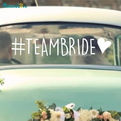 2 pcs/set Teambride And Teamgroom Heart Design Car Wedding Sticker Decal Just Married Removable Vinyl Decor Waterproof BD709