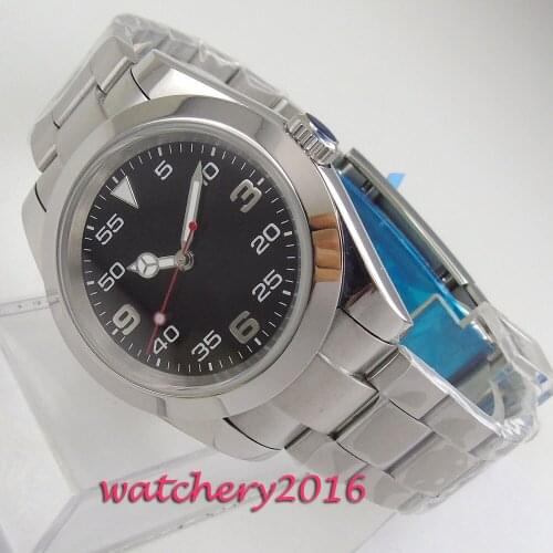 2019 Luxury Fashion Men 40mm Watch Sapphire Glass no logo Automatic Military Sterile Stainless Steel Band Wrist Watch Business