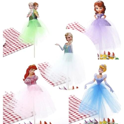 21cm Frozen Cake Topper Card Aisha Cake Decorations Cartoon Yarn Skirt Card Party Dessert Table Party Tableware