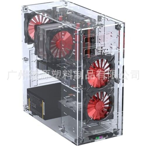 DIY Acrylic Computer Case Customized Full Transparent ATX Vertical Desktop Case Support MATX ITX Motherboard with USB3.0 Port