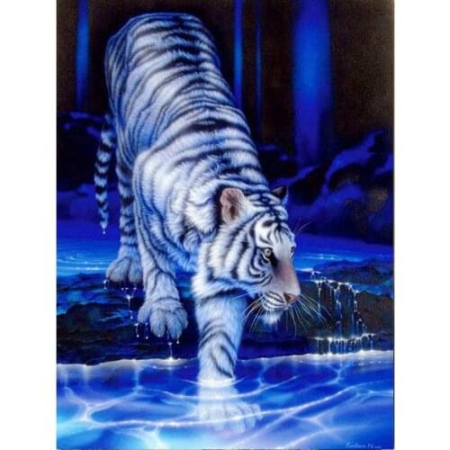 White Tiger Animal DIY Crystal 5D full plastic diamond painting embroidery glue cross stitch kit art 3D mosaic square rhinestone