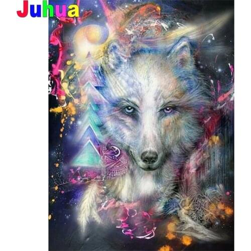 Abstract white wolf Diy diamond painting Full Square/Round drill 5d mosaic animal diamond embroidery gift home decor