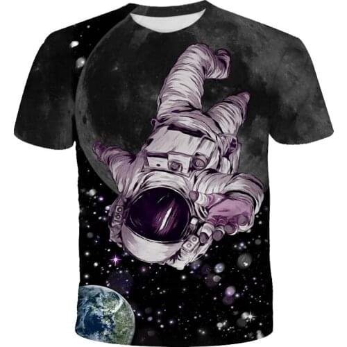 Baby T Shirt Cartoon Astronauts T Shirt Kids Summer Pleasantly Cool o-Neck Short Sleeve Boy Girl Terrific Short SleeveK 4-14T