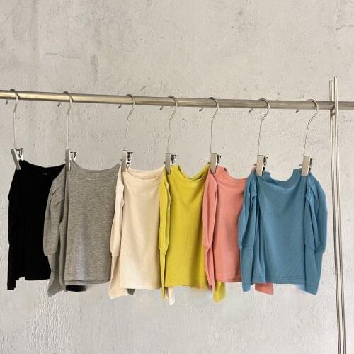 Girls' Long Sleeve T-shirt 2021 Autumn New Cute Candy Color Knitted Soft Childrens Korean Casual Top Girl Clothes