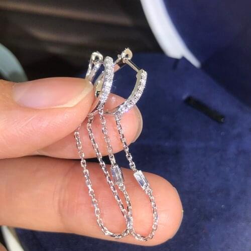 Huitan Newest Fresh Style Chain Hanging Earrings for Women with Dazzling CZ Simple Stylish Girls Earrings 2021 Trendy Jewelry