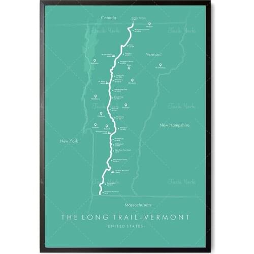Vermont Long Trail Map | The Long Trail Map | The Long Trail Poster | The Long Trail Vermont | Trail Map Art | Relive your Adve