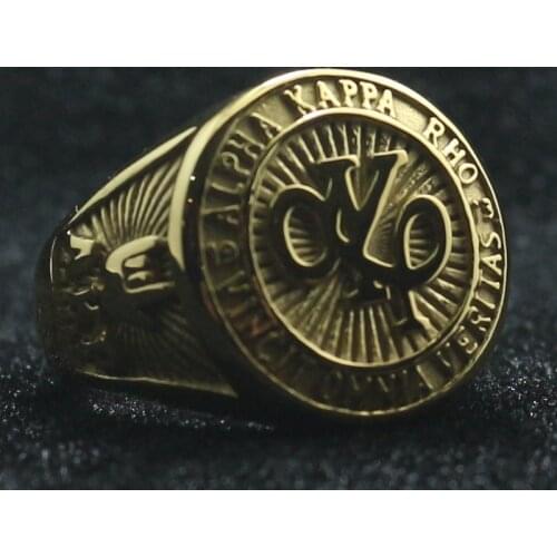 ΑKappa Rho Unisex 316L Stainless Steel AKP VINCIT OMNIA VERITAS Classic Ring