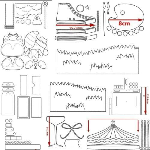 Goblet Tags Grass Carousel Swing Shoe cutting dies for DIY Scrapbooking Cards 2021