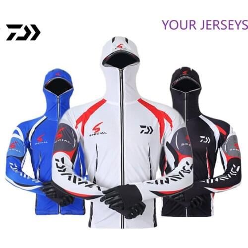 Daiwa Clothes Summer Fishing Shirts Jackets Ice Silk Quick Dry Sports Clothing Sun Protection Anti-UV Breathable Fishing Hooded