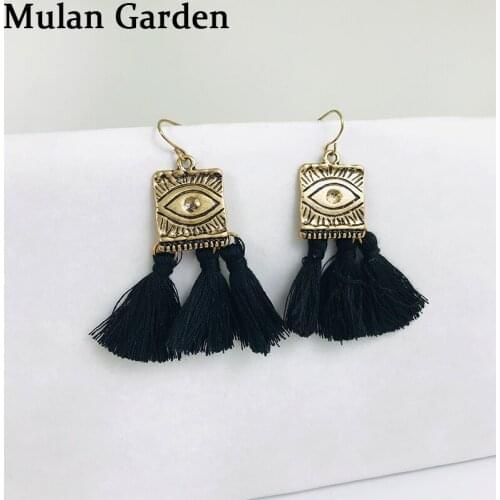 M&G Boho Vintage Handmade Tassel Earrings Personality Ethnic Eye Pendant Dangle Earring Women Jewelry Accessories Gift Wholesale