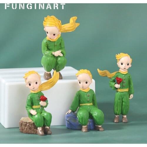 Miniatures Little Prince Figures Resin Ornaments Children Christmas Gift Birthday Cake Bonsai Moss Decor Home Desktop Decoration
