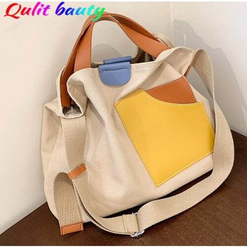 Fashion Panelled Canvas Large Capacity Tote Women Handbags Purses and Handbags Designer Lady Shopper Bag Big Female Purses 2021