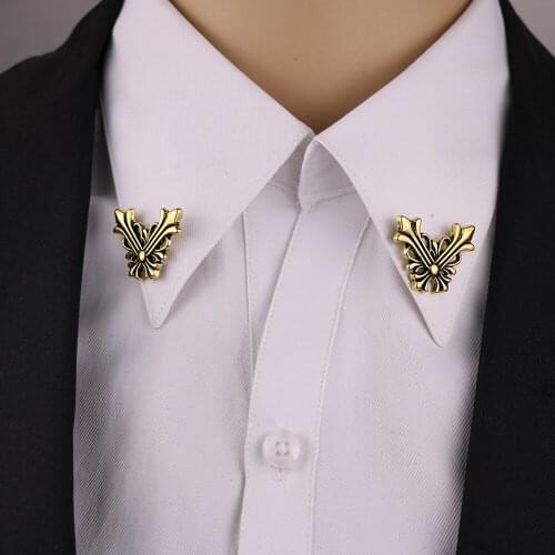 Fashion mens brooch retro cross collar needle shirt collar buckle British collar clip suit badge buckle pin tide