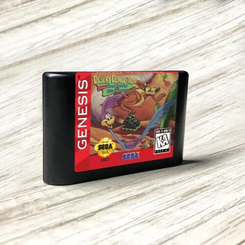 Desert Demolition - USA Label Flashkit MD Electroless Gold PCB Card for Sega Genesis Megadrive Video Game Console