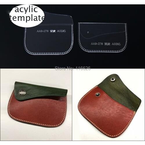 DIY leather craft coin bag making acylic template pattern stencil set 11x8x1cm