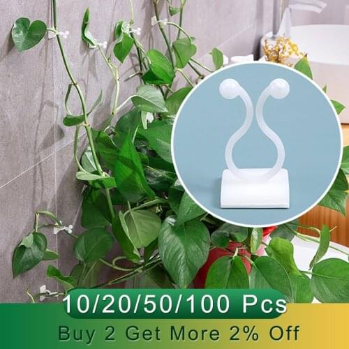 Invisible Wall Rattan Clamp Clip 10/20/50/100Pcs Plant Climbing Wall Clip Wall Vines Fixture Wall Sticky Hook Holder