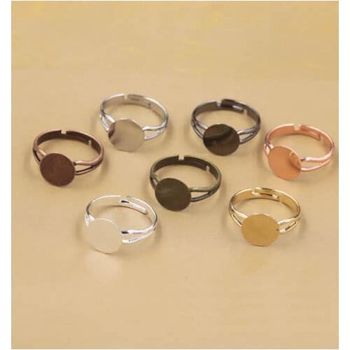 Fit 8mm cabochons Flat Ring Copper Tray Blank Setting Bezel Blank Cabochon Ring Base For DIY Ring 14pcs/lot K05242