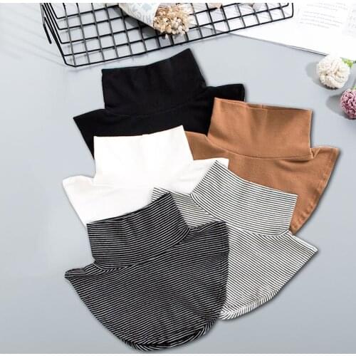 Stripe Detachable Collar Half Shirt Women White Black False Collars Woman Tie Fashion Fake Turtle Neck Collar Women