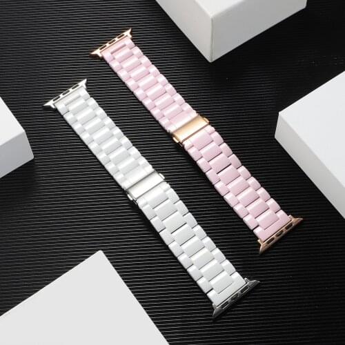 Ceramic Strap for Apple Watch Band 44mm 40mm 42mm 38mm Accessories Butterfly buckle bracelet for iWatch series 6 se 5 4 3 loop