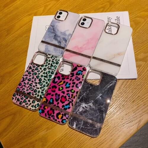 Luxury Plated Marble leopard print Design Mobile Cell Phone Case For iphone 12 pro max 11 pro max phone case