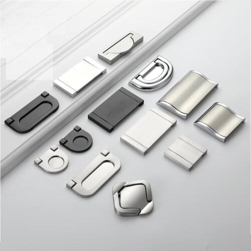 Zinc Alloy Cabinet Knobs and Handles Tatami Hidden Door Handles Kitchen Handles Black Drawer Knobs Furniture Handle Hardware