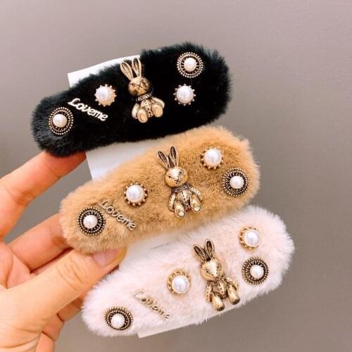 Sweet Metal rabbit Hairpins Headwear for Women Girls fashion Plush Hair Clips Barrette Tools hair Accessories Hair Ornaments