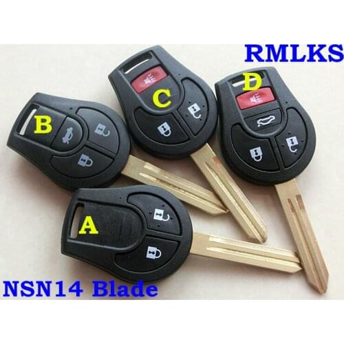 RMLKS Replacement Remote Key Fob Shell Fit For Nissan Juke Cube Micra Note Qashqai Car Key Case NSN14 Blade
