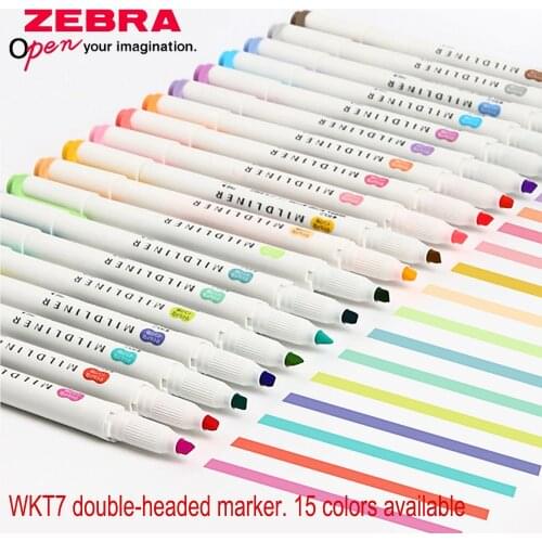 2019 1Pc Zebra MildLiner Highlighter Marker Double-Sided Round Toe/Oblique Mild 15 Colors for Choose Office and School Supply