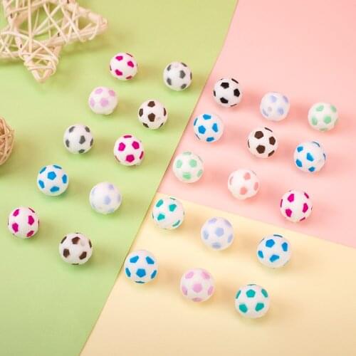 Sunrony 10pcs Silicone Beads 15mm Baby Teether Football Food Grade Silicone Soccer Round Bead BPA Free Bracelet