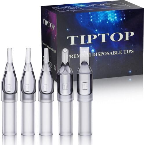 100pcs Disposable Gray Plastic Tattoo Tips 5/7/9/11/13FT Size Tattoo Tips for Round Liner Tattoo Needles Sterilize Tips