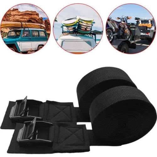 2pcs/set Outdoor Lashing Tie Strap Surfboard Kayak Roof Rack Cam Buckle Rope Tie Down Top Rack Belt For Car Bus Bicycle Bike