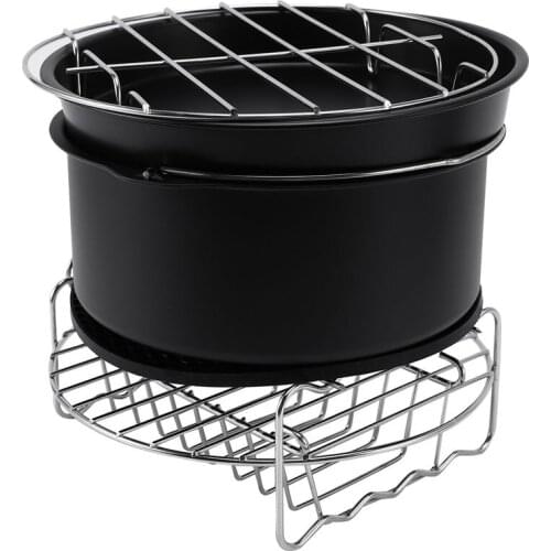 7Pcs 8 Inch Air Fryer Accessories Set Chips Baking Pizza Pan Kitchen Tool 5.2~5.8Qt