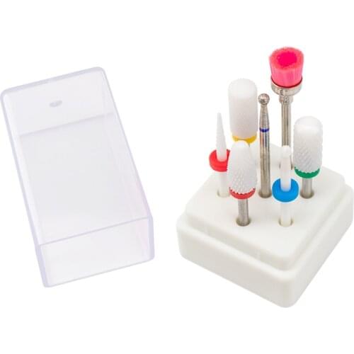7pcs/box Nail Drill Bits Set Ceramic Cutters for Milling Machine Manicure Tools Drill Nails Bit Kit Diamond Cutters Polishing