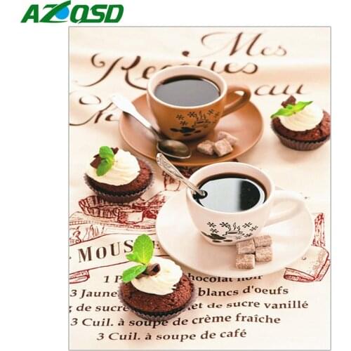 AZQSD Full Drill Square Diamond Painting Coffee Cross Stitch Diamond Embroidery Cartoon Art Rhinestones Needlework Gift 5d Diy