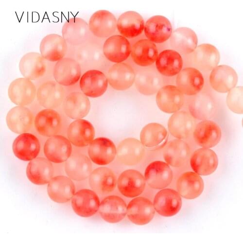 Natural Mineral Beads Watermelon Red Jades 6 8 10mm Round Spacer Beads For Jewelry Making Diy Bracelet Necklace Accessories 15