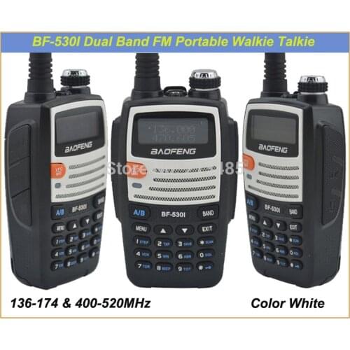 Color White BF-530I 136-174MHz & 400-520MHz Dual Band 5W/1W 128CH FM 65-108MHz with Free Earphone Portable Two-way Radio