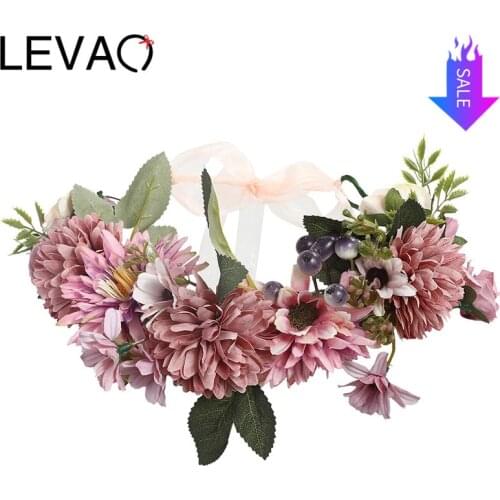 Flower Crown LEVAO 2020 Wedding Bohemian Wreath Hairband Party Floral Girl Hair Accessories Flower Headband Garland Headpiece