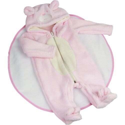 KUM Baby Doll Clothes For 23 Inch Reborn Doll Accessories Pink And White Color Clothes With Fleece For Kid Reborn Doll Toy
