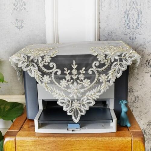 European Style Lace Embroidery Square Small Tablecloth Furniture Electric Computer Microwave Oven Coffee Table Food Cover Cloth