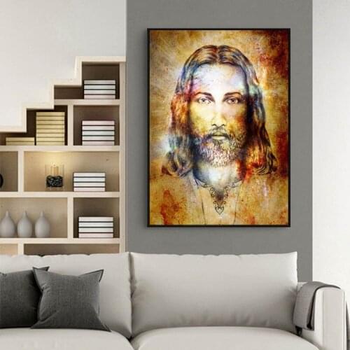 Christianity Jesus Portrait Canvas Painting Retro Posters and Prints Abstract Jesus Wall Art Picture for Living Room Home Decor