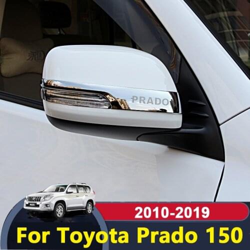 Chrome Car Rearview Mirrors Cover Trim Strip Sticker For Toyota Land Cruiser Prado 150 2010-2015 2018 2019 Exterior Accessories
