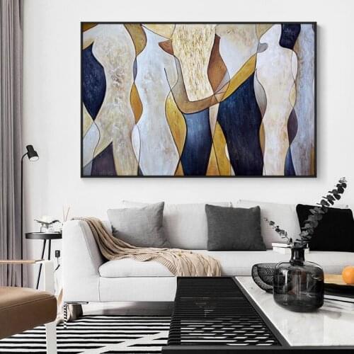 Artist Hand painted Modern Abstract Oil Painting on Canvas handmade Abstract Yellow Oil Paintings for Living Room Decoration